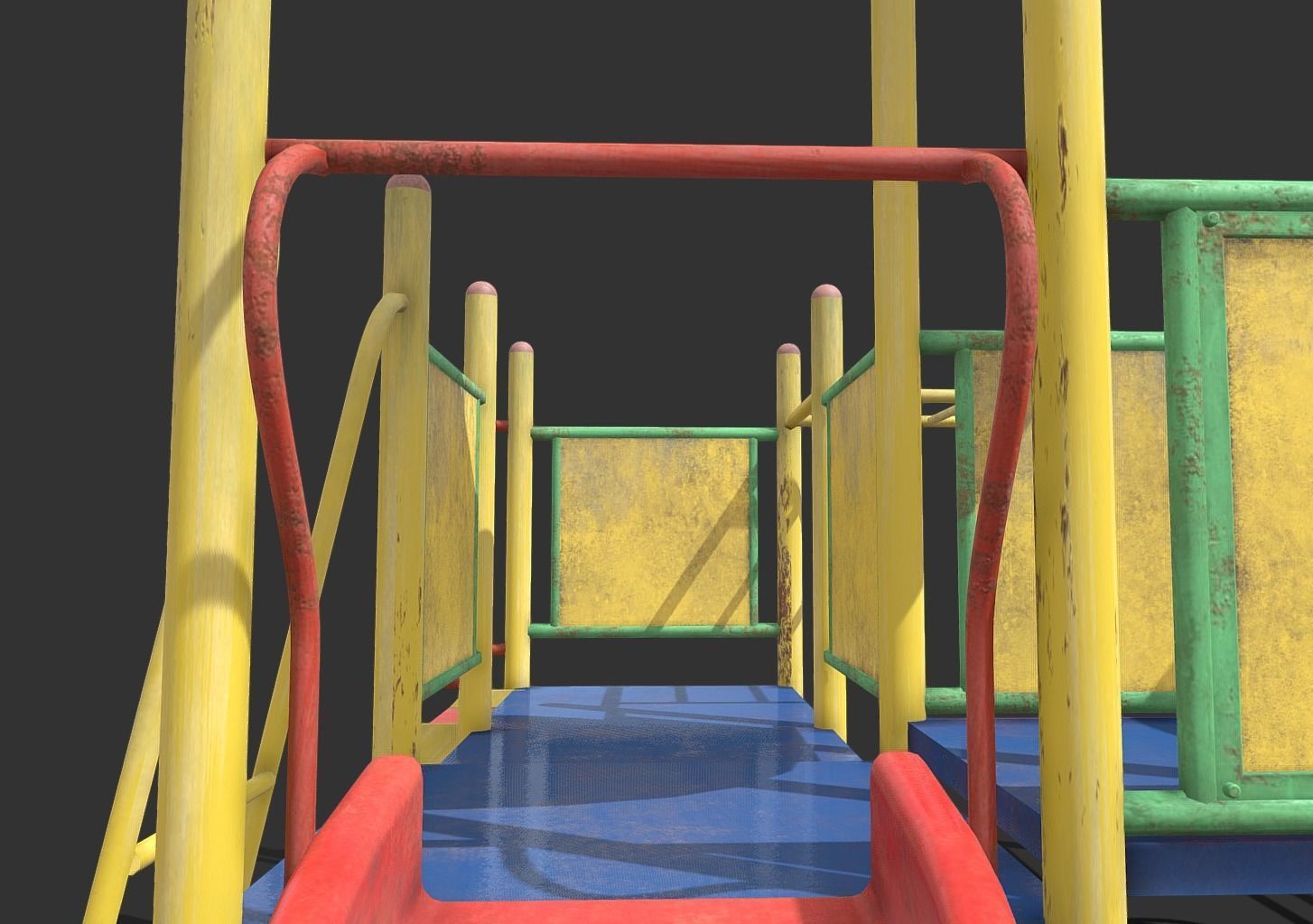 Abandoned Playground Low-poly 3D model_5
