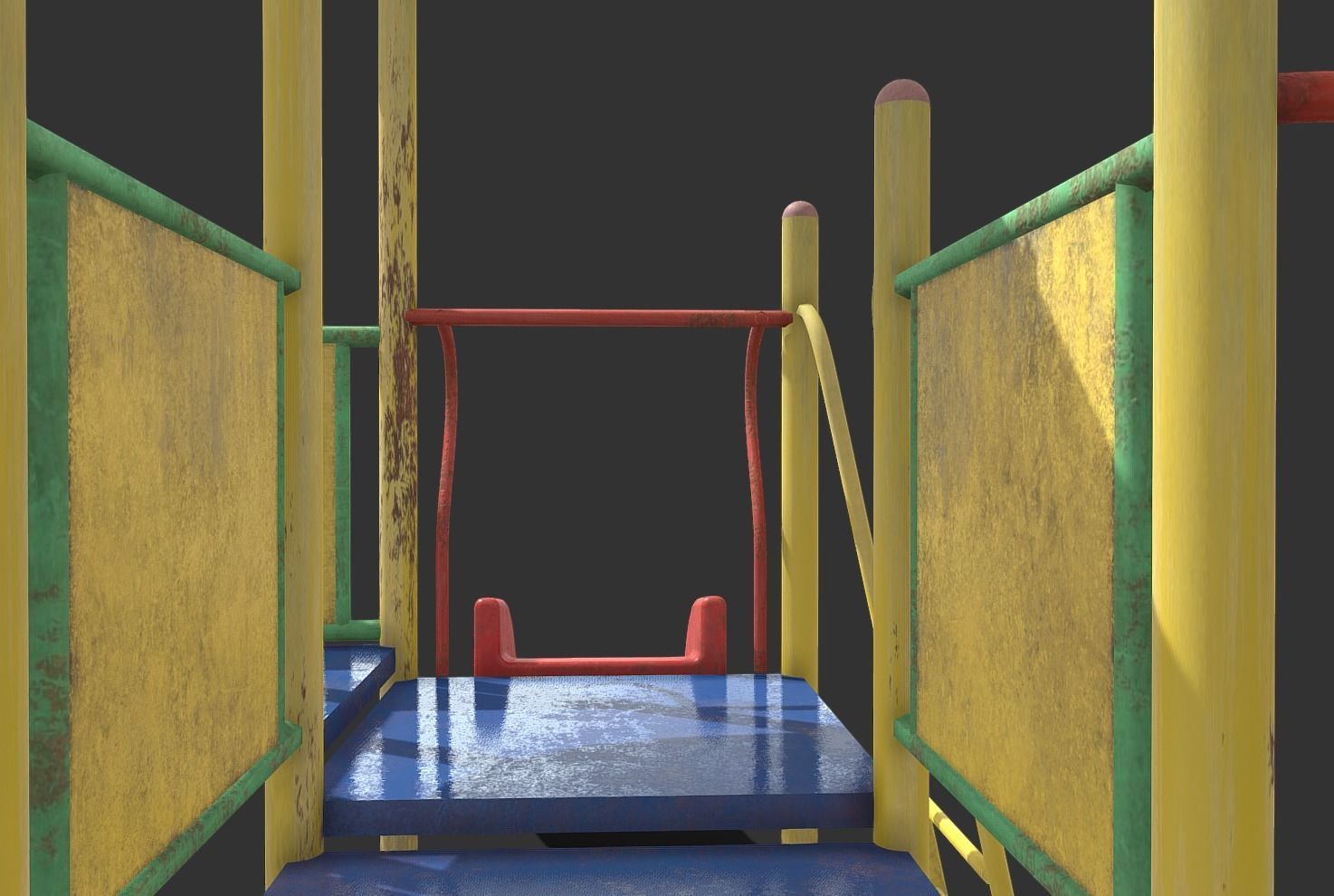 Abandoned Playground Low-poly 3D model_6