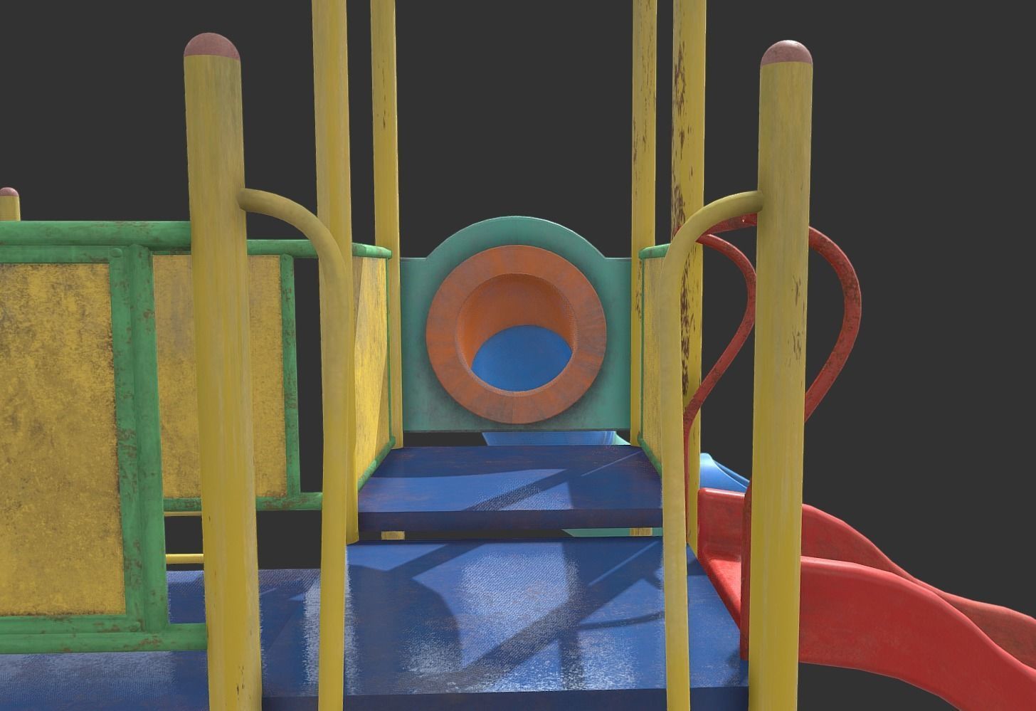 Abandoned Playground Low-poly 3D model_7