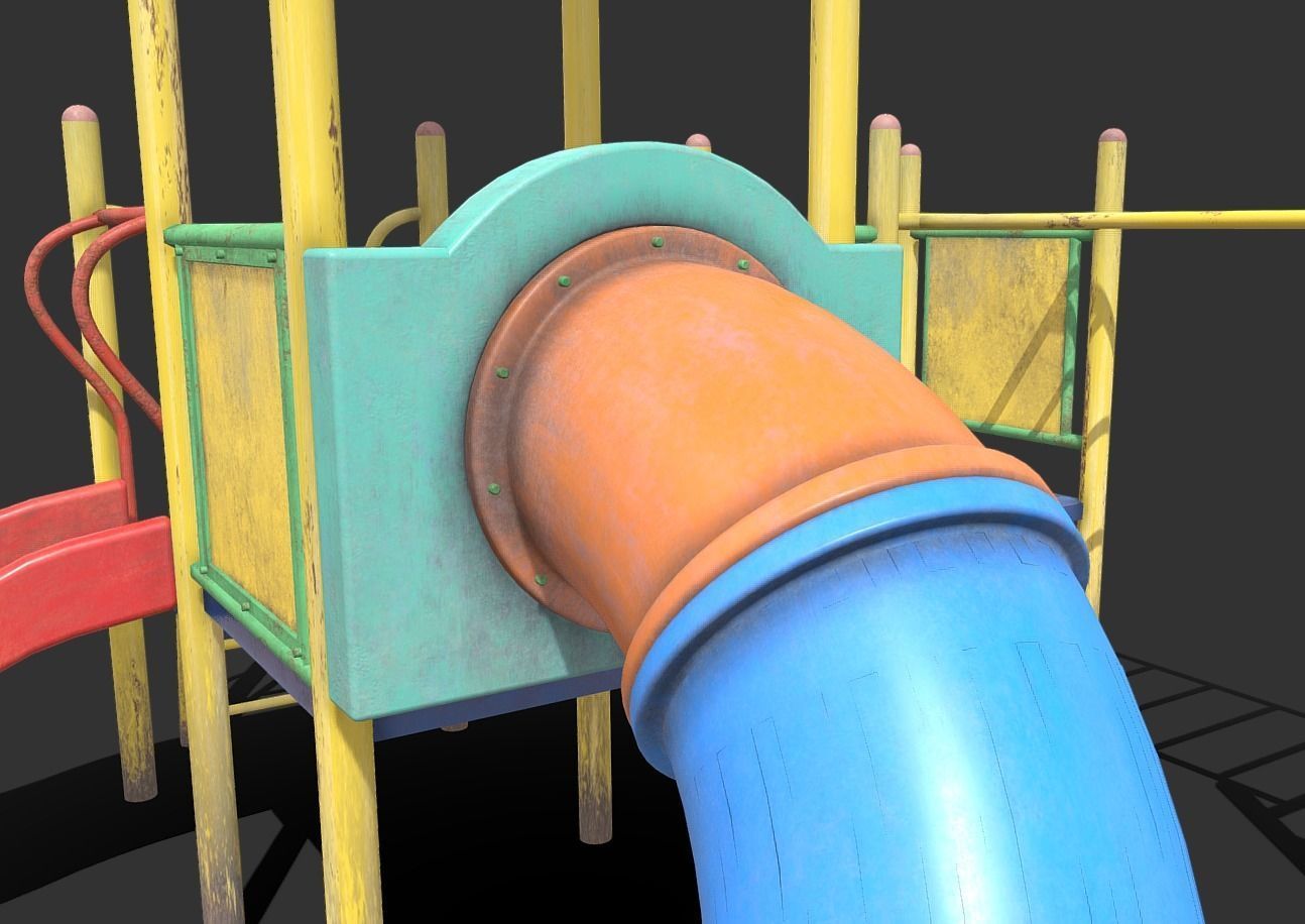 Abandoned Playground Low-poly 3D model_3