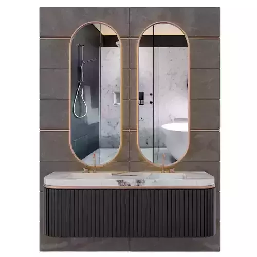 Bathroom vanity with two mirrors