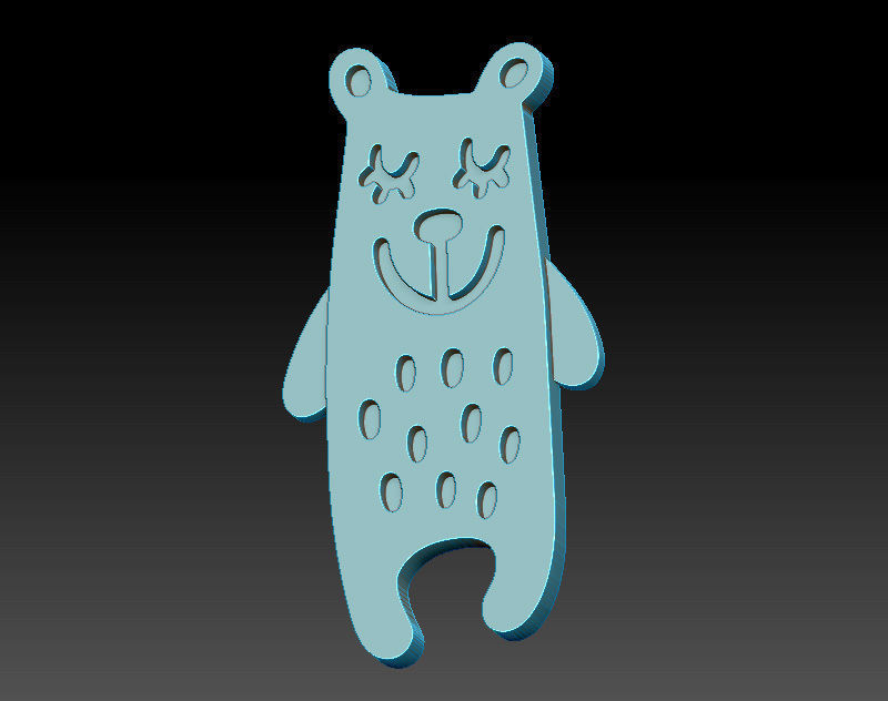 3D jewelry model for kids Bear jewelry pendant necklace charm 3D print model_4