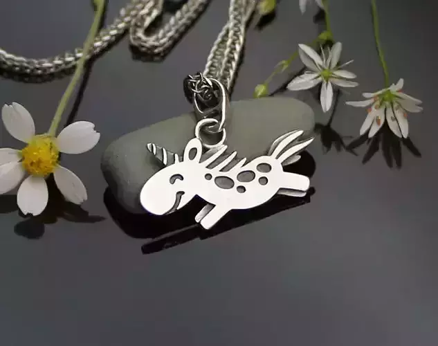 Unicorn jewelry 3d model  pendant necklace charm