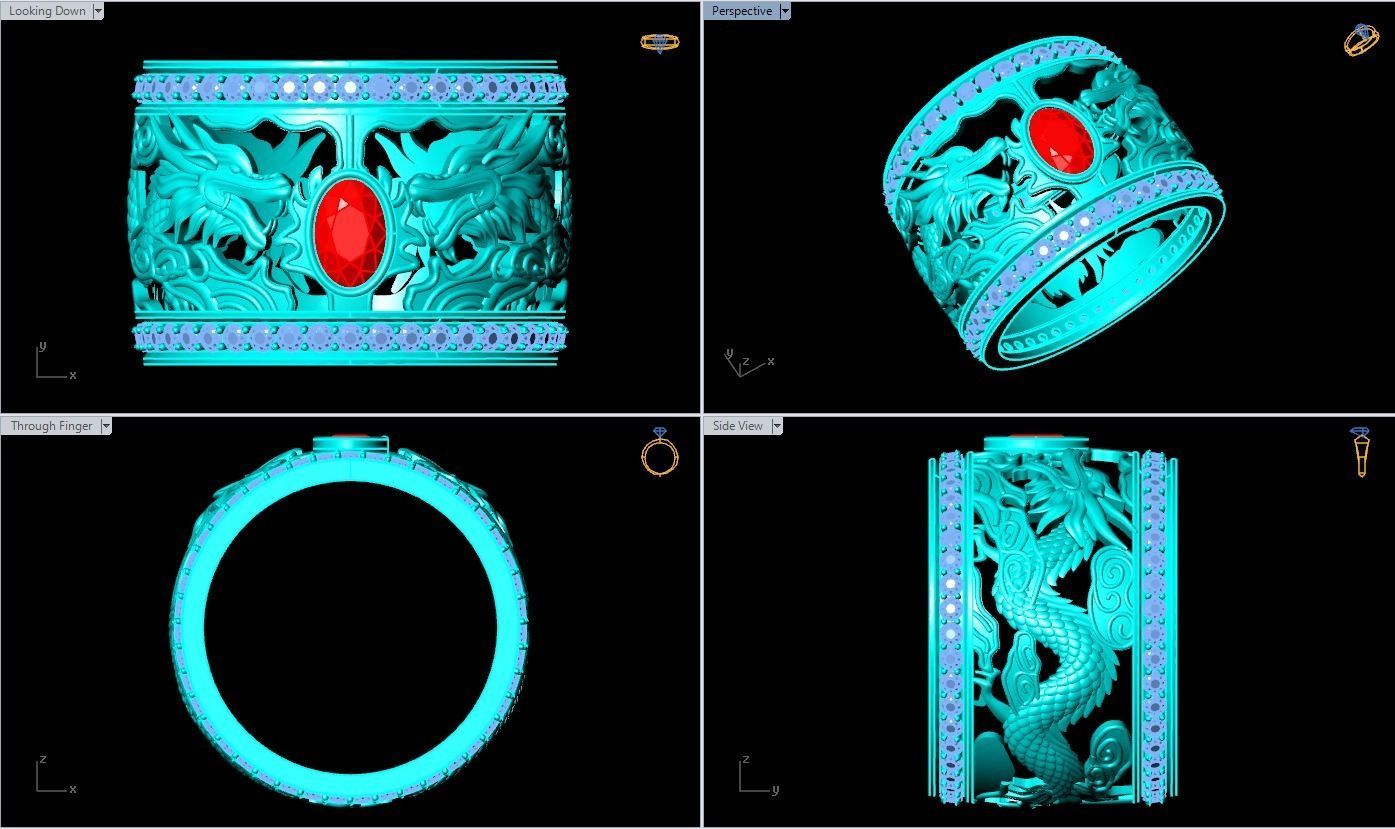 Double Dragon Ring - Dragon Rings  3D print model_5