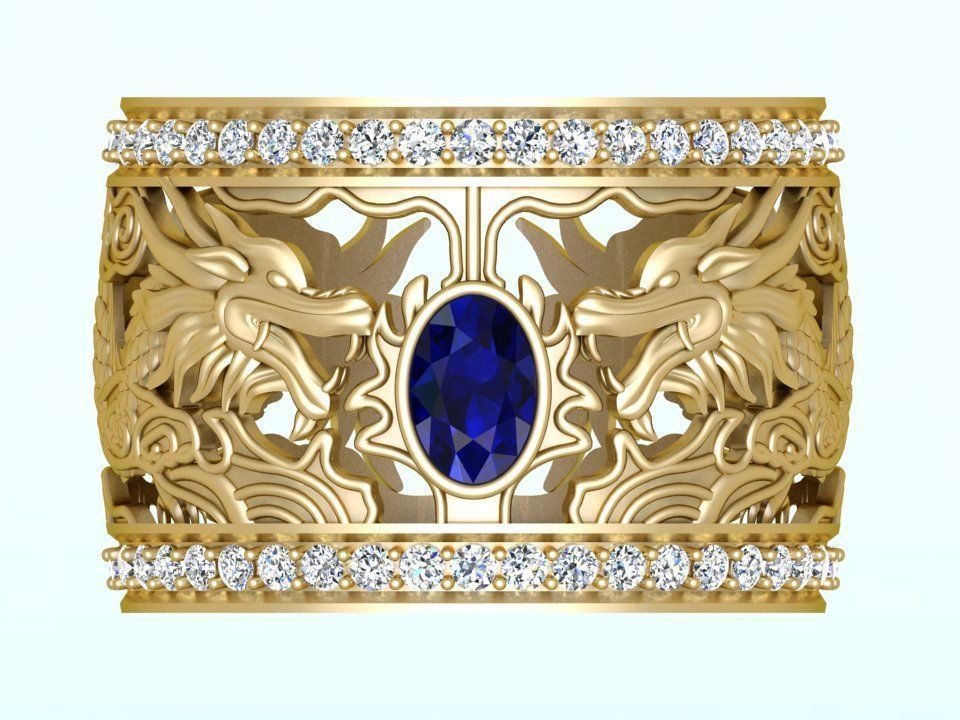 Double Dragon Ring - Dragon Rings  3D print model_1