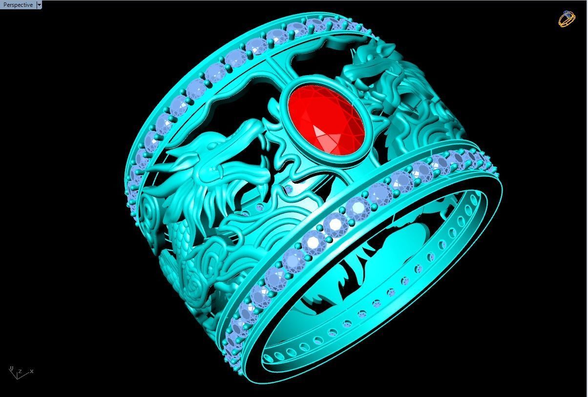 Double Dragon Ring - Dragon Rings  3D print model_4
