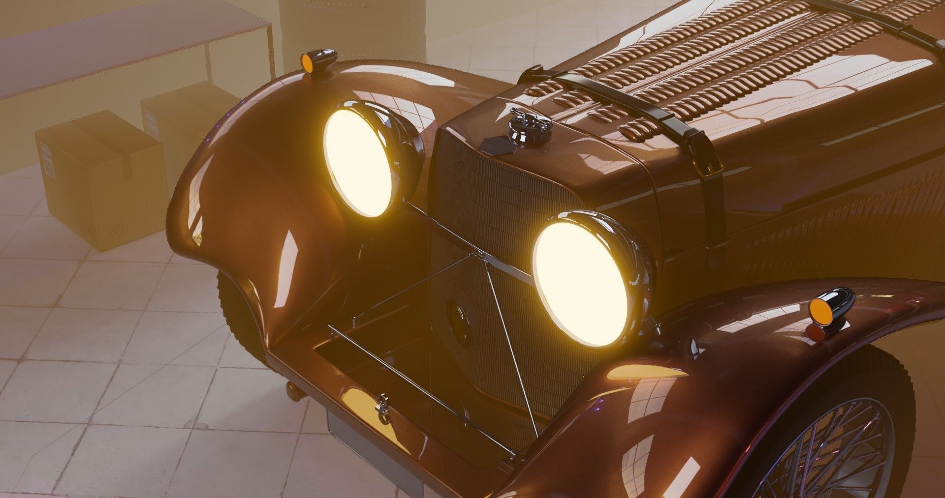 Vintage Car Shot - Blender Low-poly 3d Model Low-poly 3D model_2