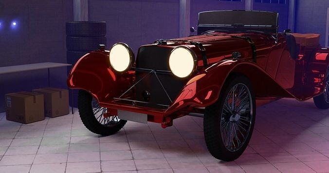 Vintage Car Shot - Blender Low-poly 3d Model Low-poly 3D model