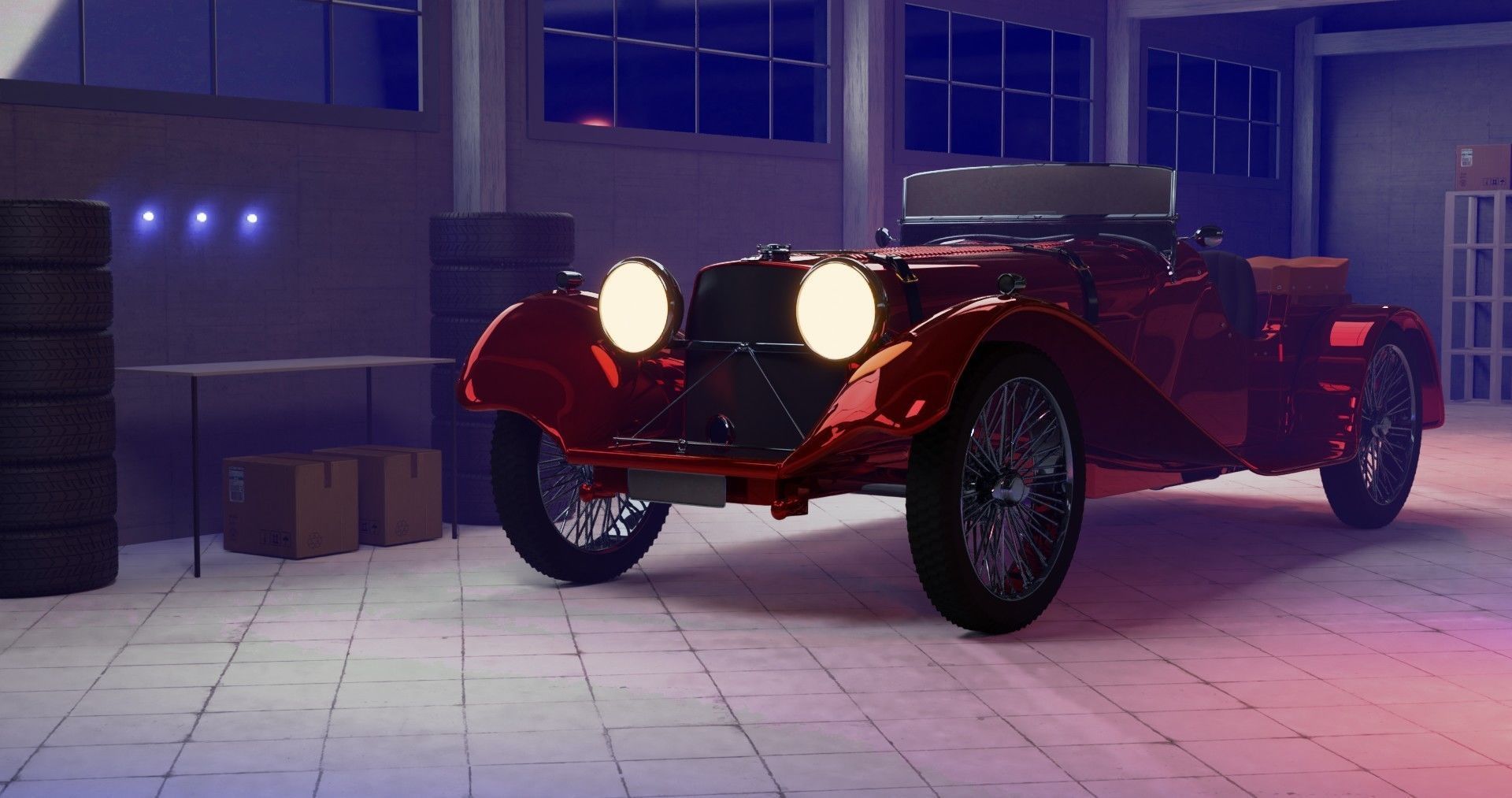 Vintage Car Shot - Blender Low-poly 3d Model Low-poly 3D model_5