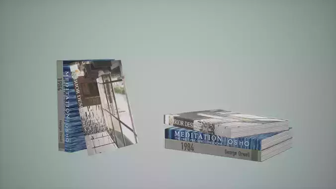 Books Low Poly Game Ready two