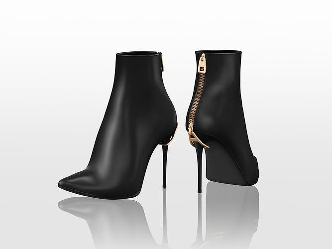 Tangled Zip Heels Ankle Boots Low-poly 3D model