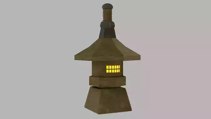 Old Stone Lantern at Japanese Garden Stock Free low-poly 3D model
