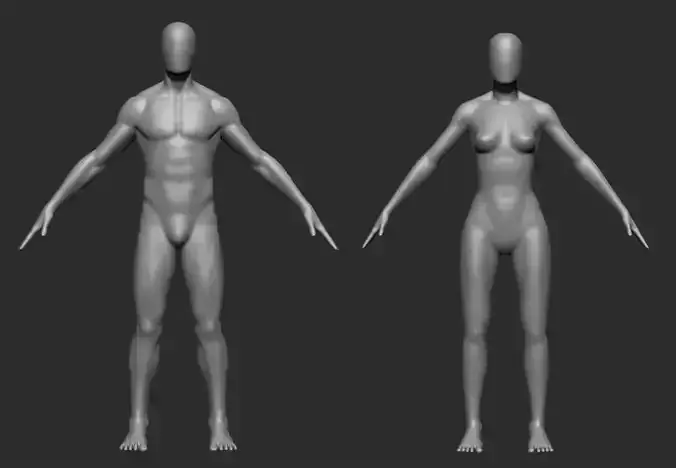 faceless body male and female version 2 3D model