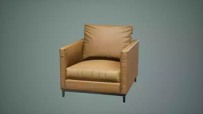 Chair Low Poly Game Ready tan leather