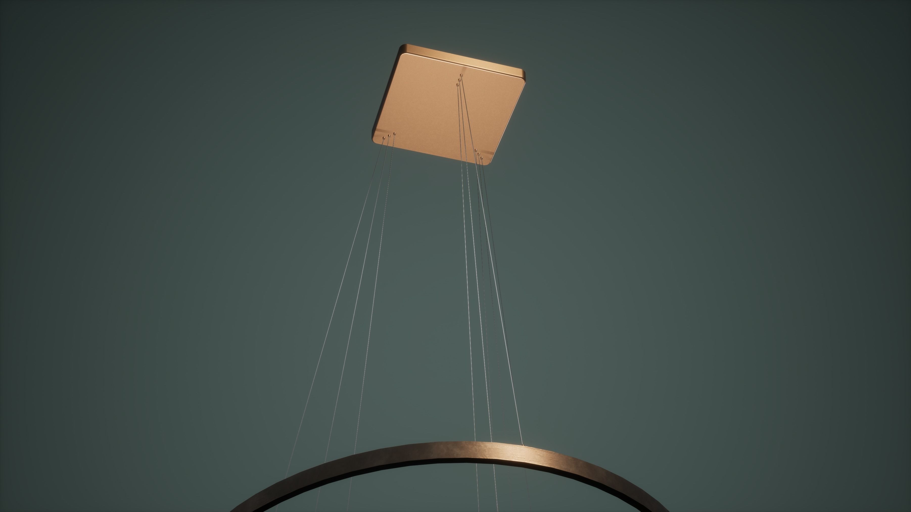 Chandelier Low Poly Game Ready pendant light with three circles Low-poly 3D model_4