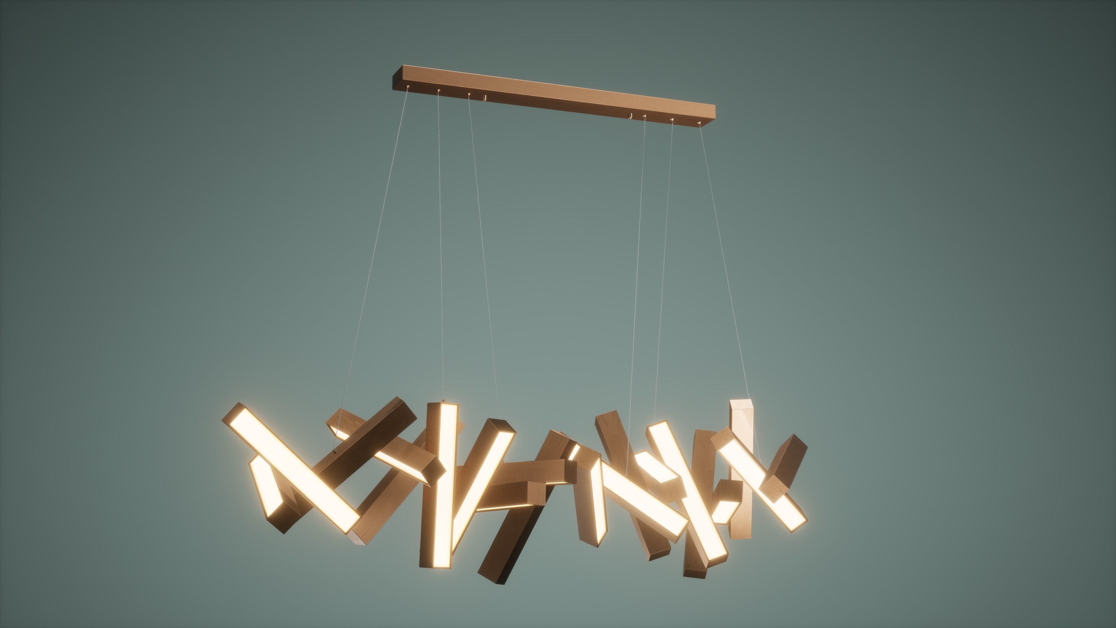 Chandelier Low Poly Game Ready pendant light - person Low-poly 3D model_1