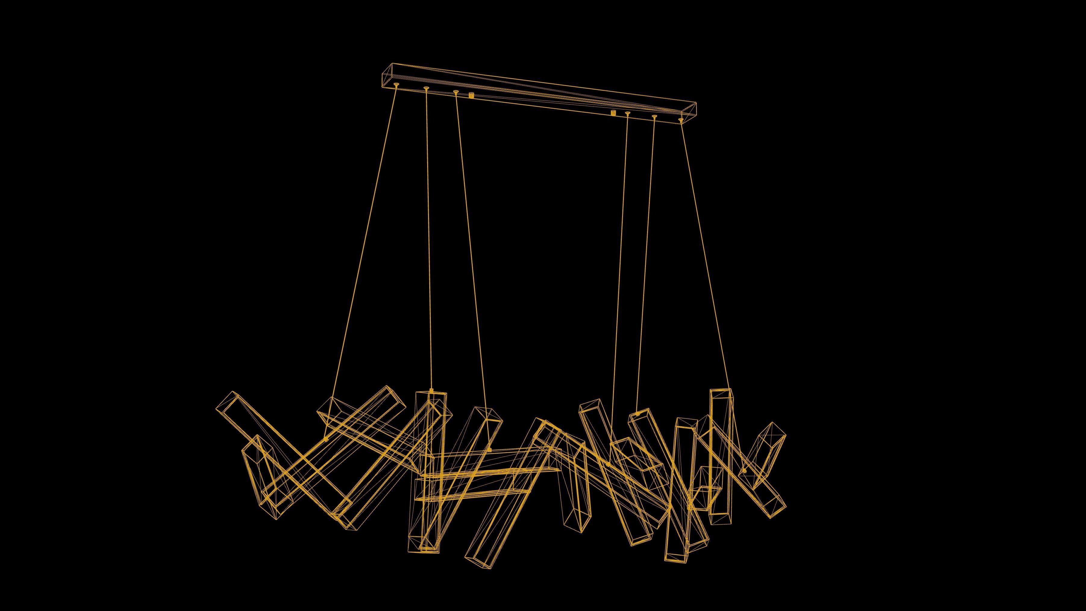 Chandelier Low Poly Game Ready pendant light - person Low-poly 3D model_4