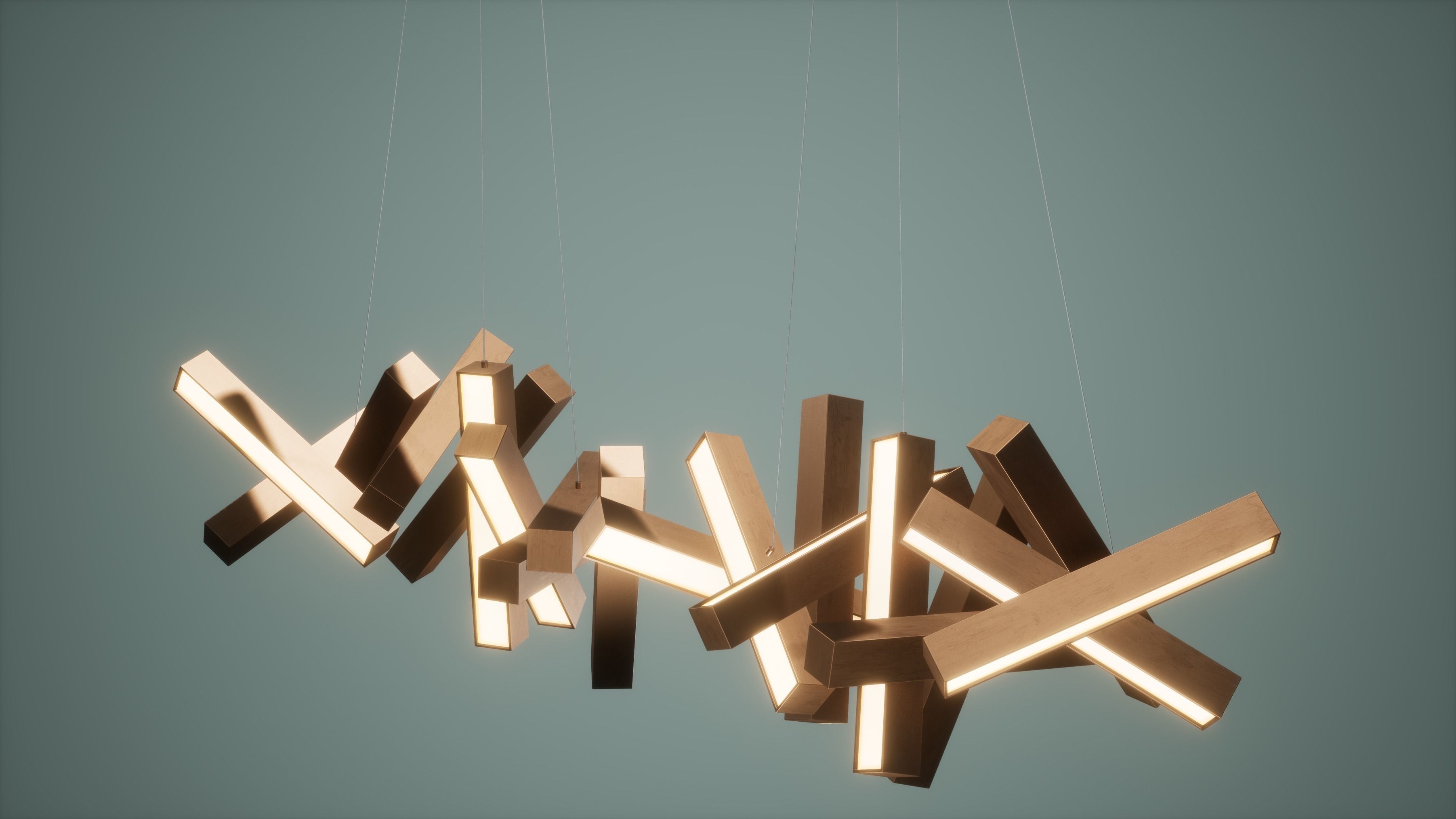 Chandelier Low Poly Game Ready pendant light - person Low-poly 3D model_3