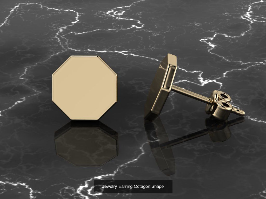 12 Jewelry Shapes Earrings with no diamonds 3D Model Collection_11