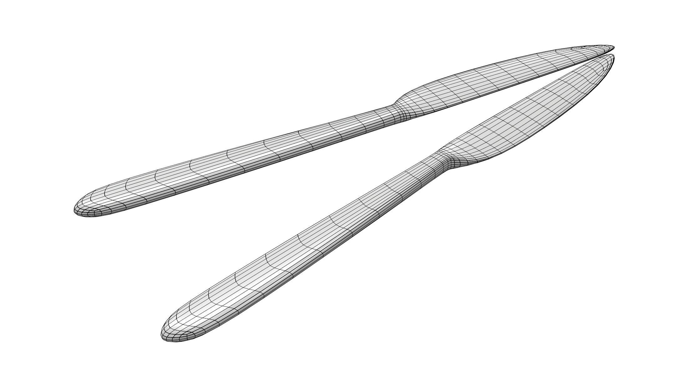 Classic Cutlery Knife Low-poly 3D model_2