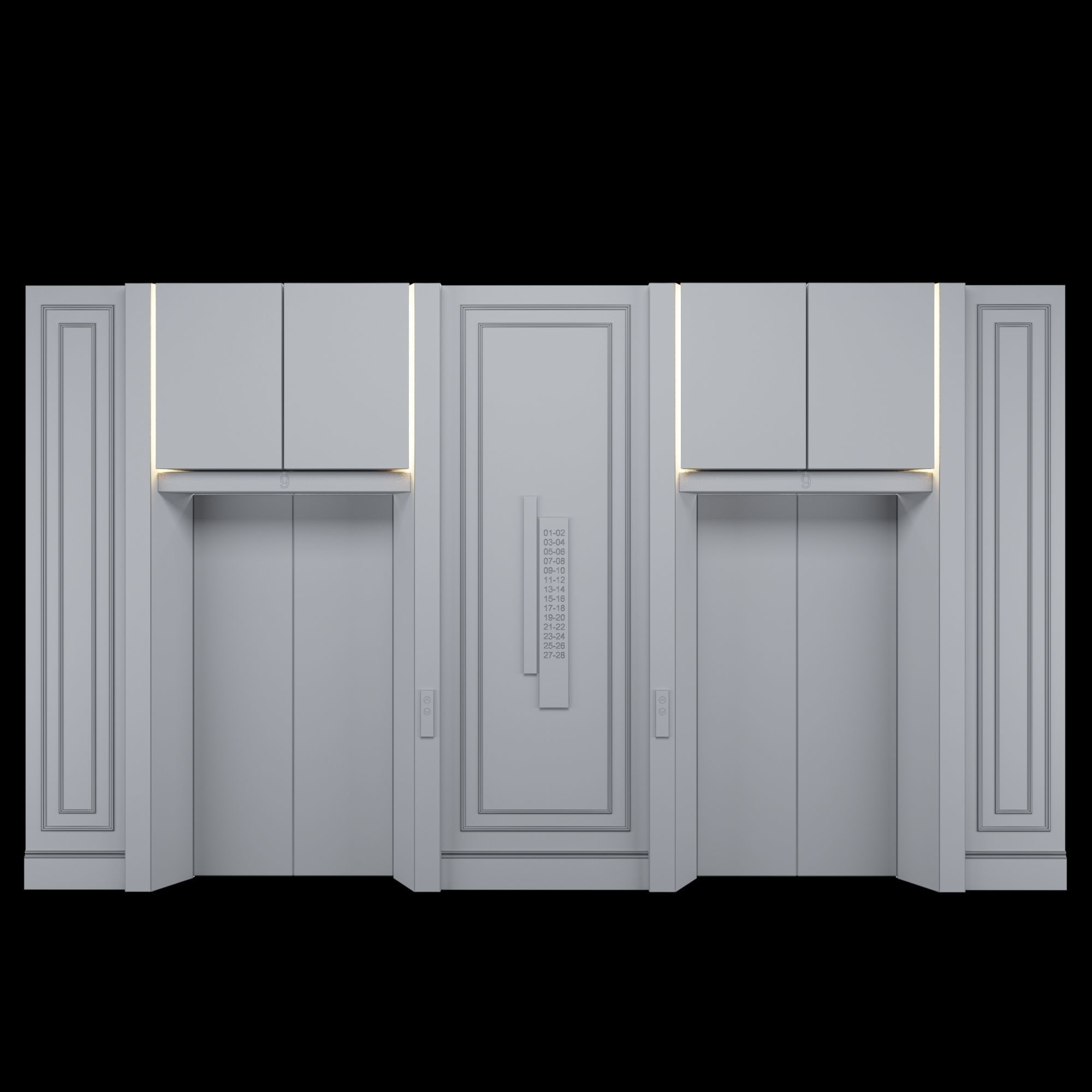 Elevator set of doors 3D model_3