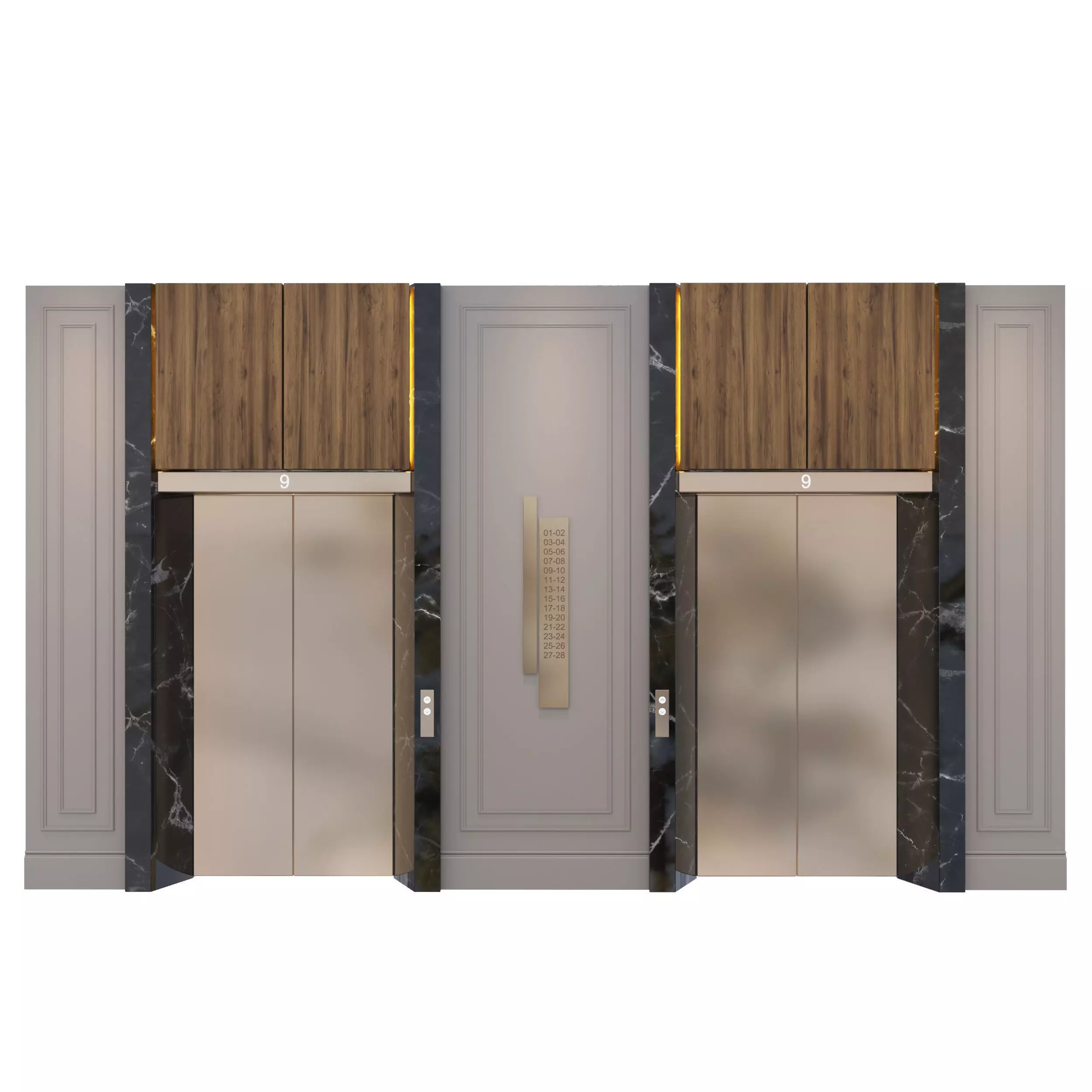 Elevator set of doors 3D model_0