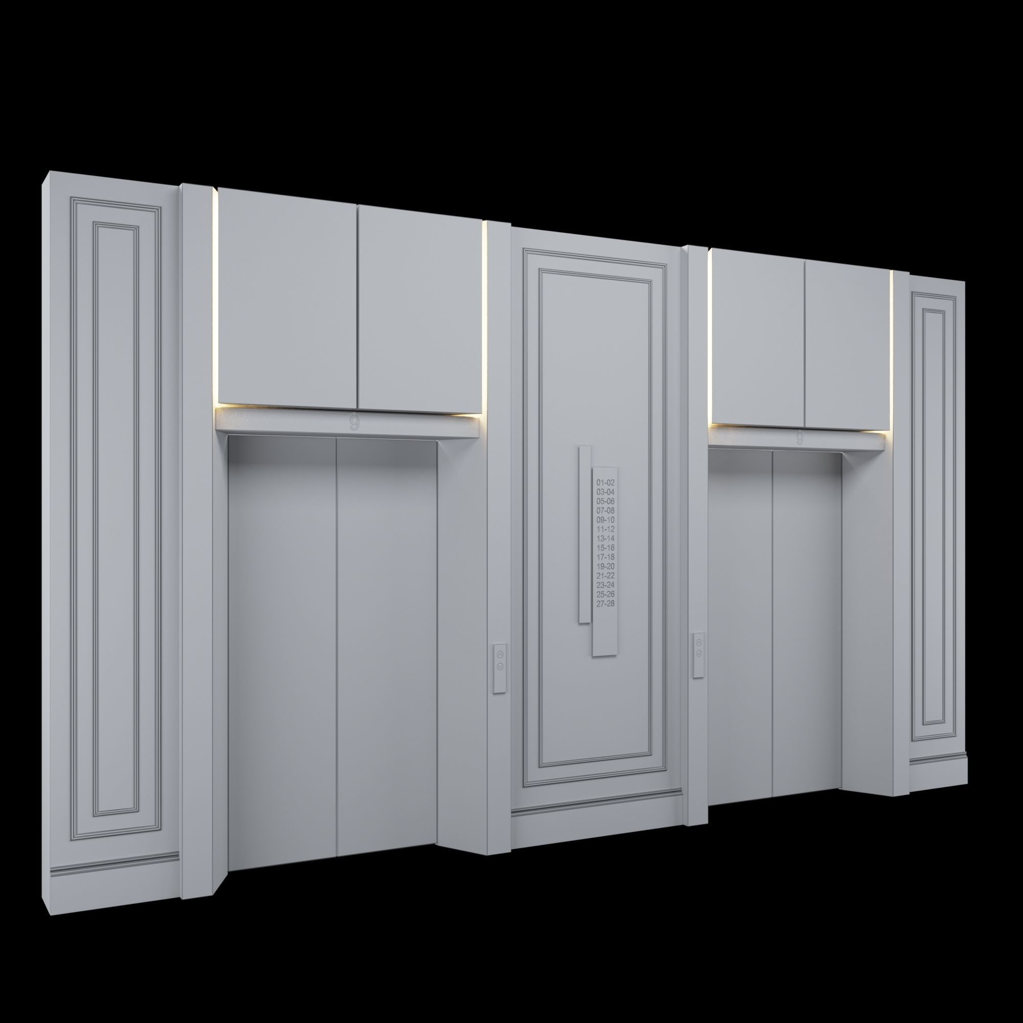 Elevator set of doors 3D model_4
