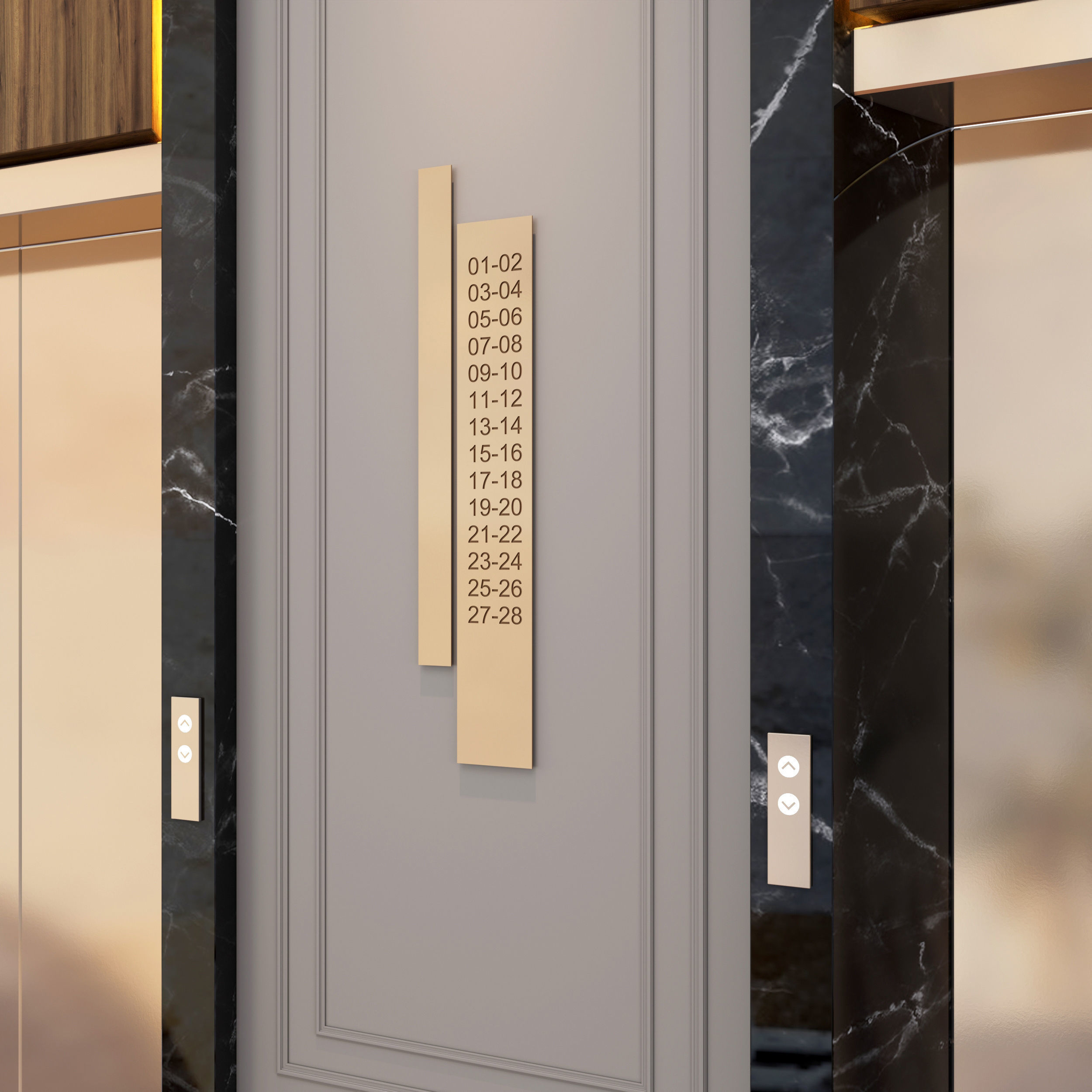 Elevator set of doors 3D model_2