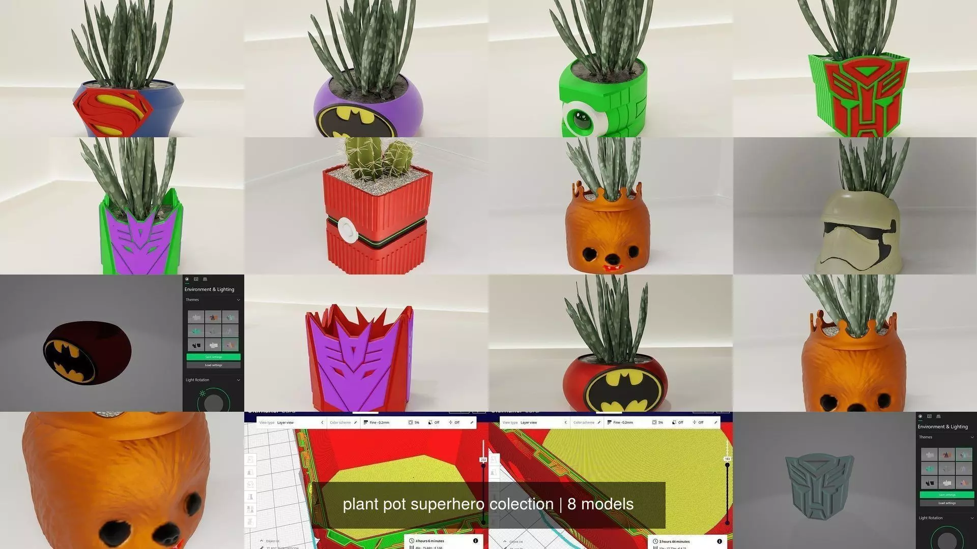 plant pot superhero colection 3D Model Collection_1