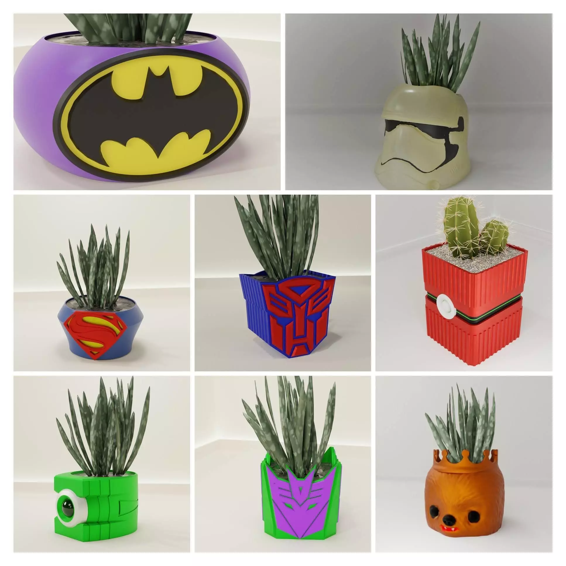 plant pot superhero colection 3D Model Collection_0