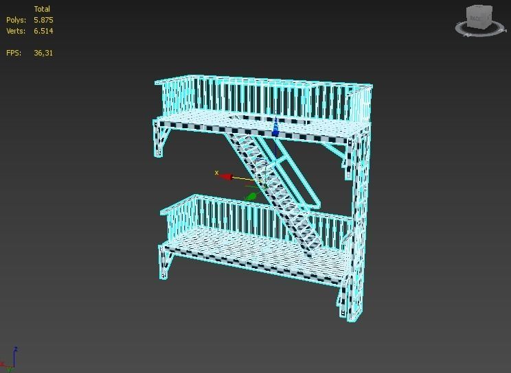 Fire Escape PBR 3d model - Game Ready Low-poly 3D model_3