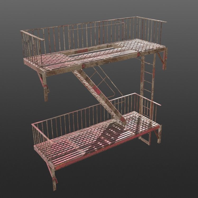 Fire Escape PBR 3d model - Game Ready Low-poly 3D model_2
