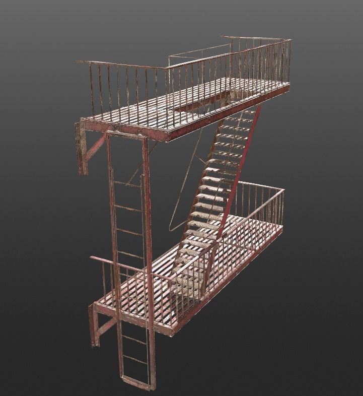 Fire Escape PBR 3d model - Game Ready Low-poly 3D model_1