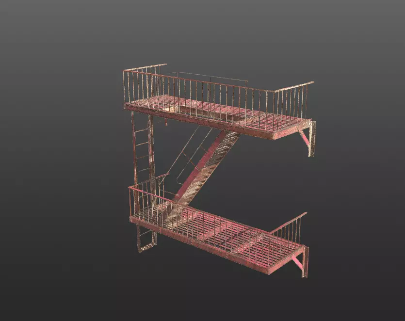 Fire Escape PBR 3d model - Game Ready Low-poly 3D model_0