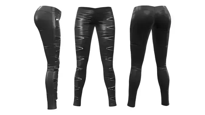 Skinny Pants with Zip Cutouts Low-poly 3D model