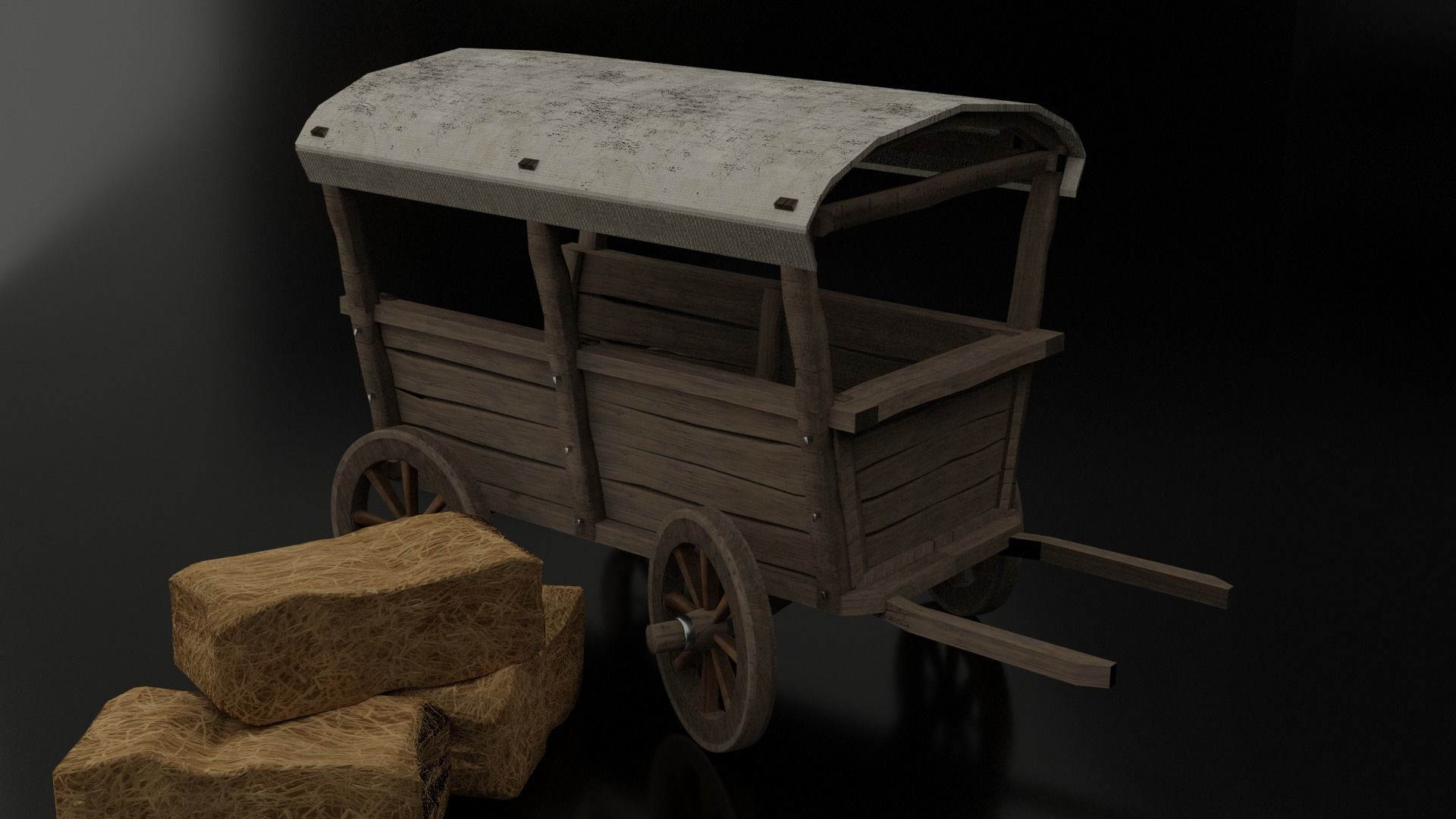 Wooden Cart Free 3D model_3