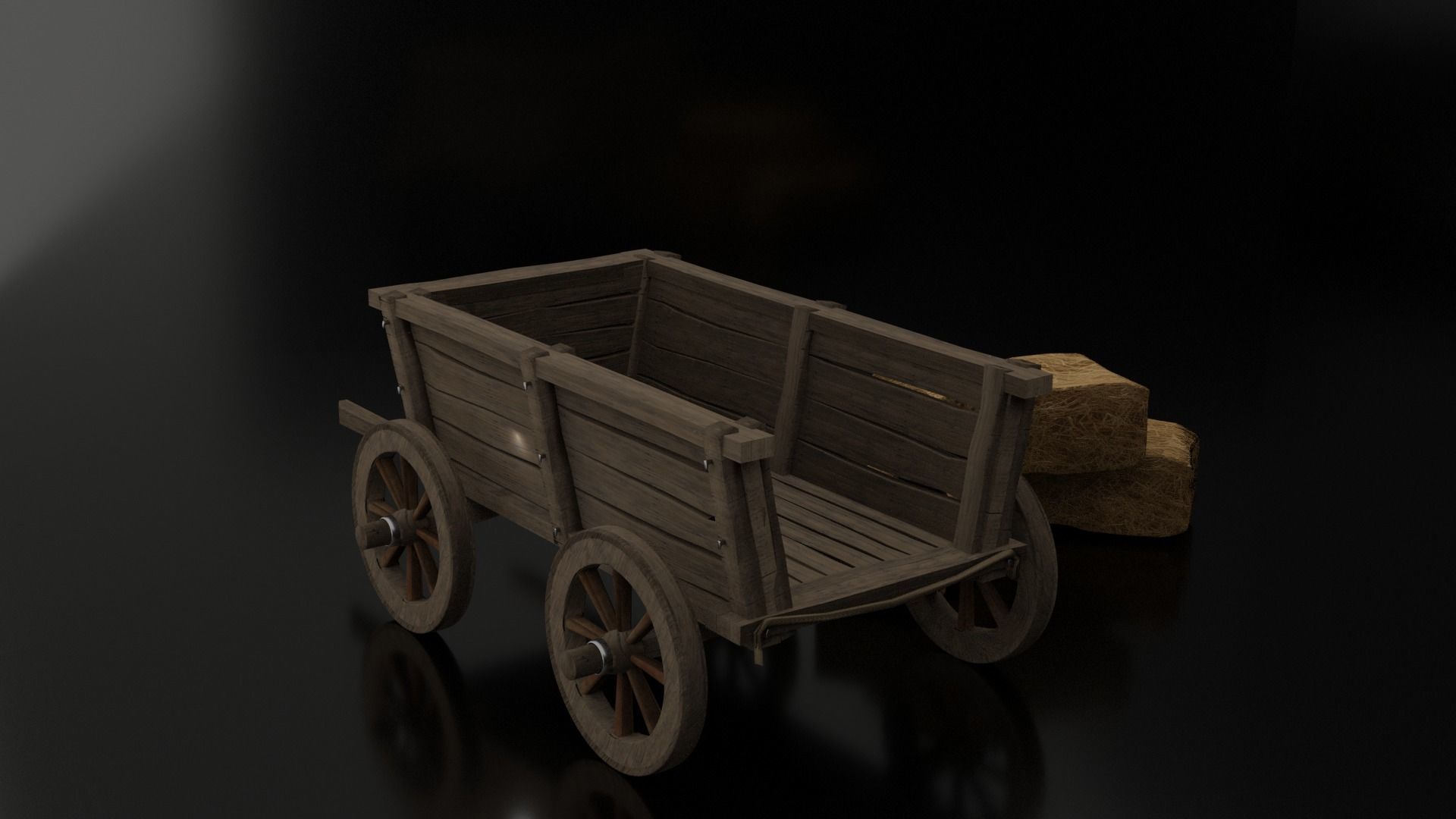 Wooden Cart Free 3D model_7