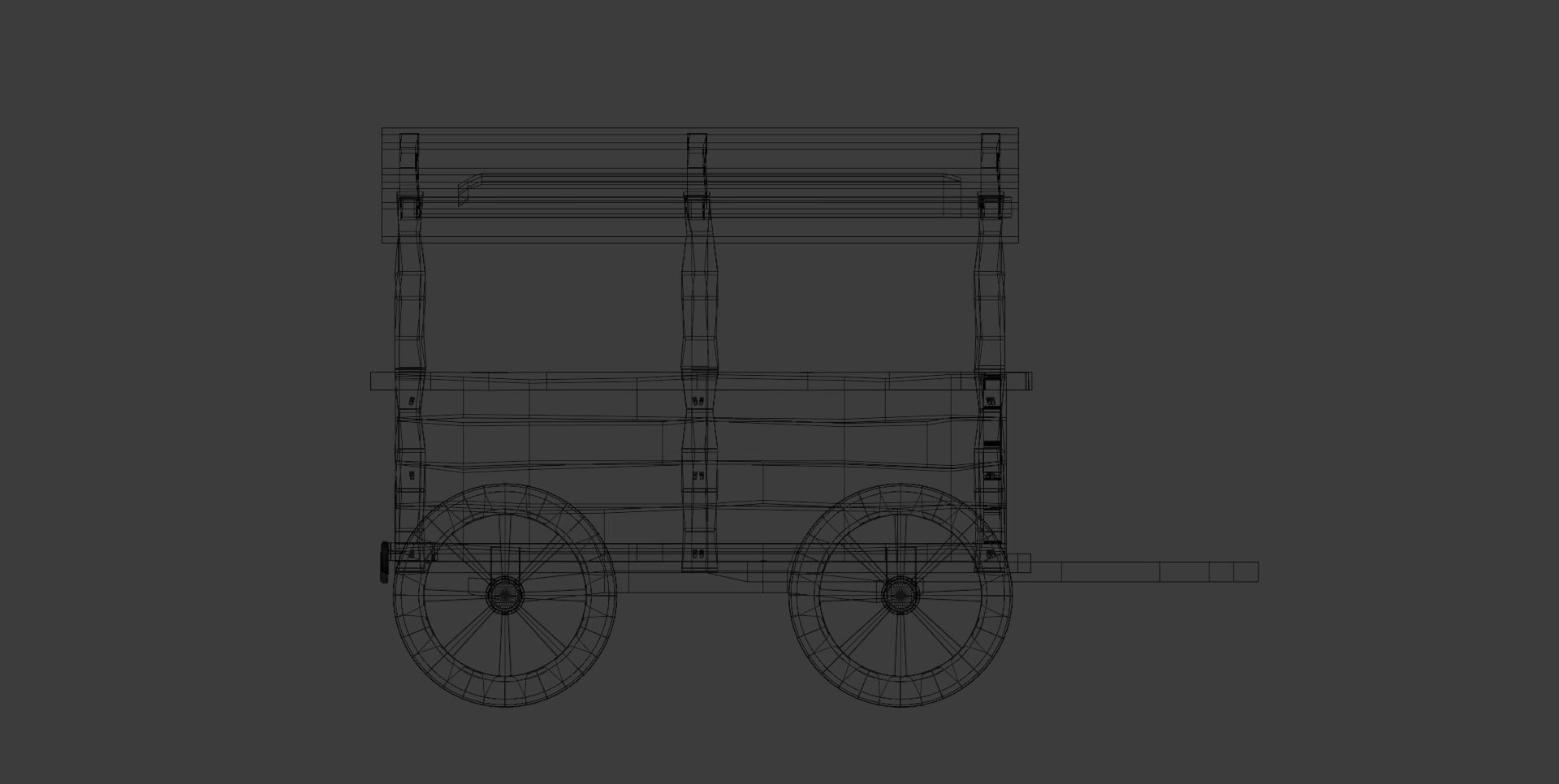 Wooden Cart Free 3D model_9