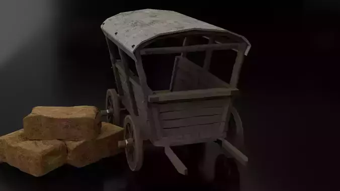 Wooden Cart Free 3D model