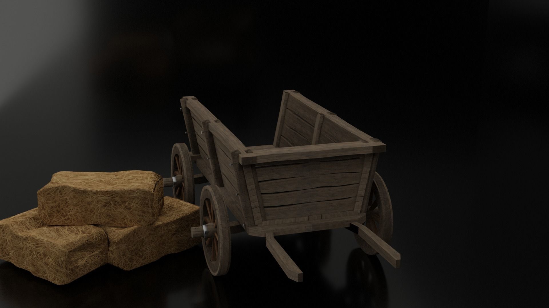 Wooden Cart Free 3D model_6