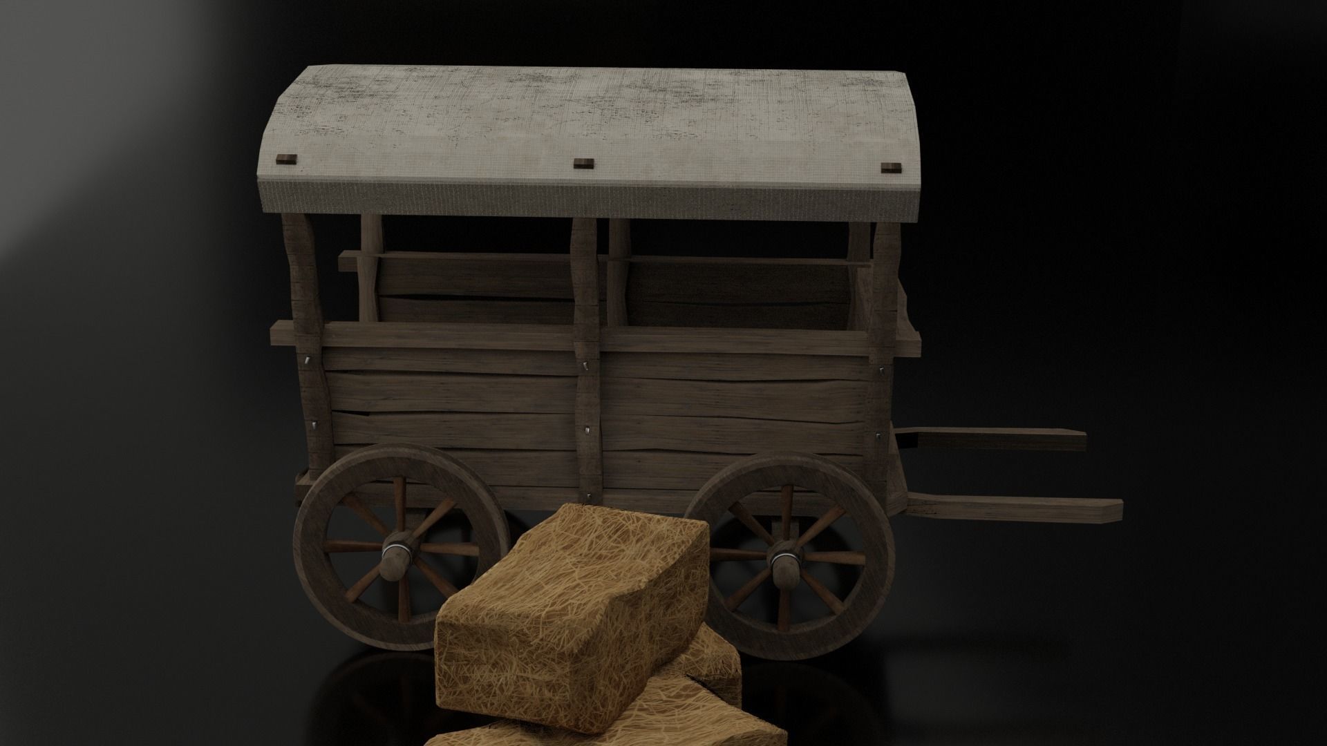 Wooden Cart Free 3D model_2