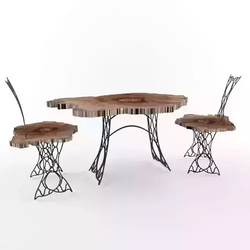  Trunk and Wrought Iron Table and Chairs