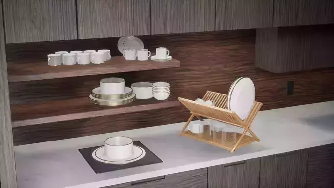 Dinner Cup Set Low Poly Game Ready 