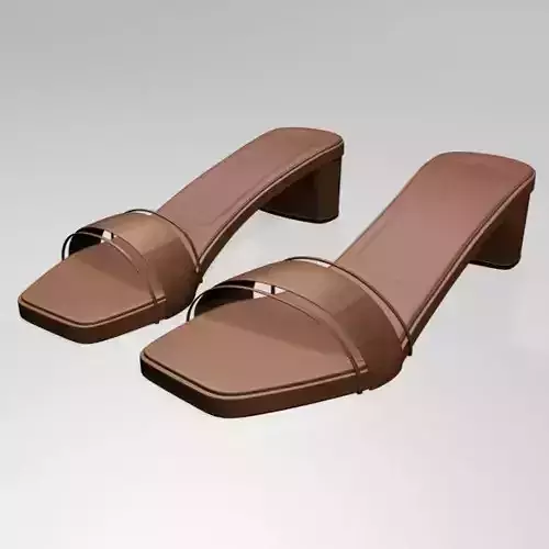 Paneled Square-Toe Block-Heel Sandals 01