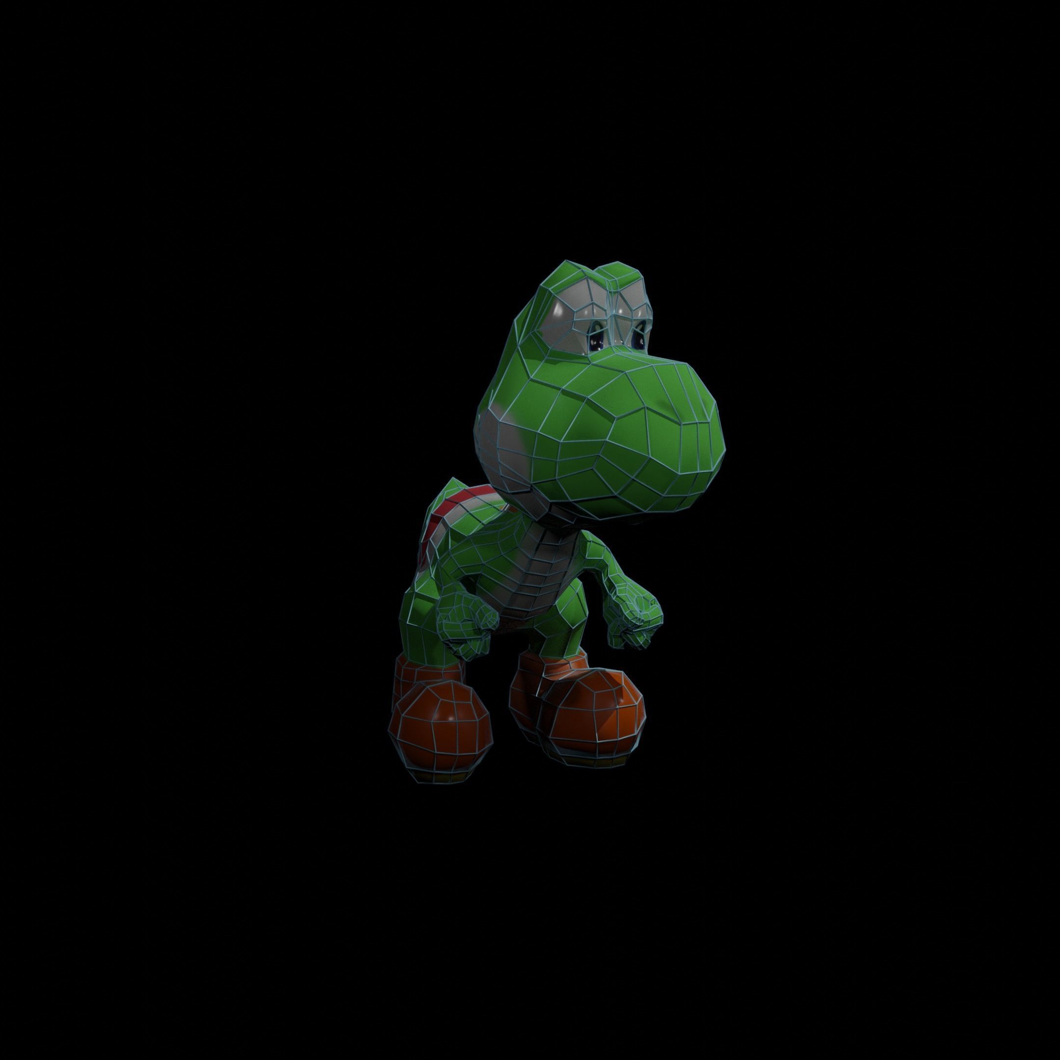 Yoshi High and Low Poly Models Free low-poly 3D model_3