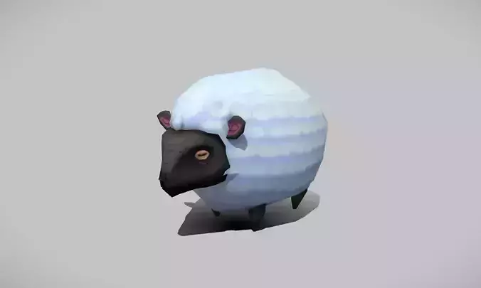 Handpainted Lowpoly Stylized Sheep Low-poly 3D model