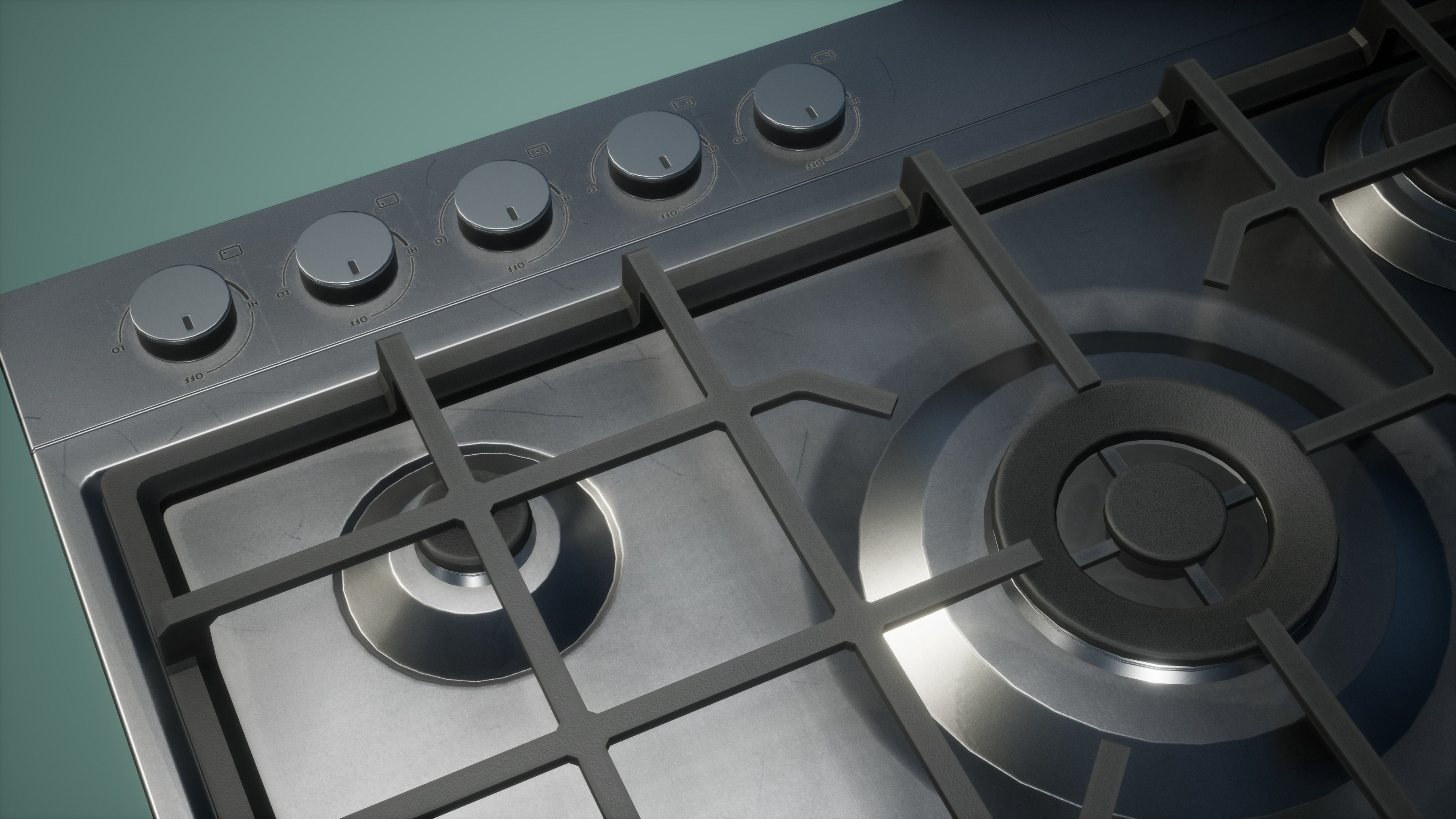 Gas Stove Low Poly Game Ready Low-poly 3D model_1
