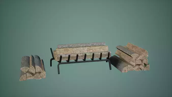 Logs Set Low Poly Game Ready pile of