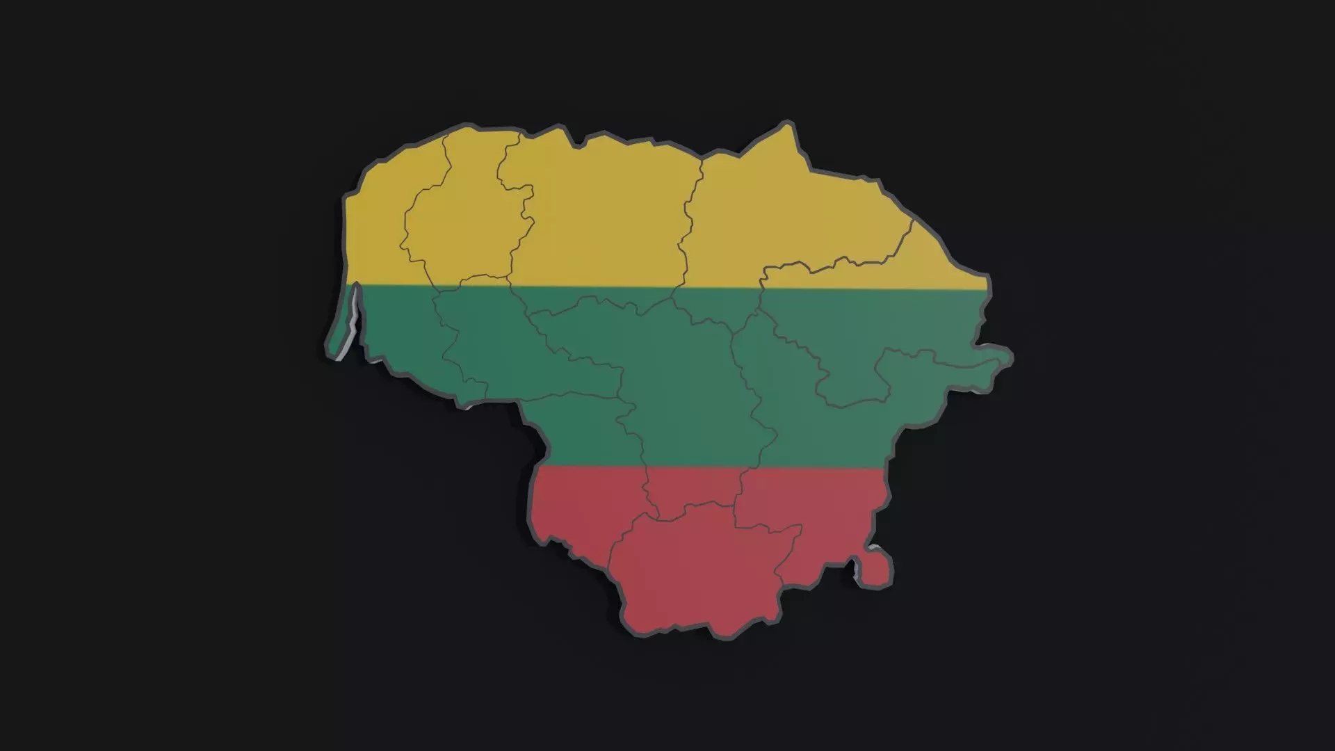Political Map of Lithuania  3D model_0