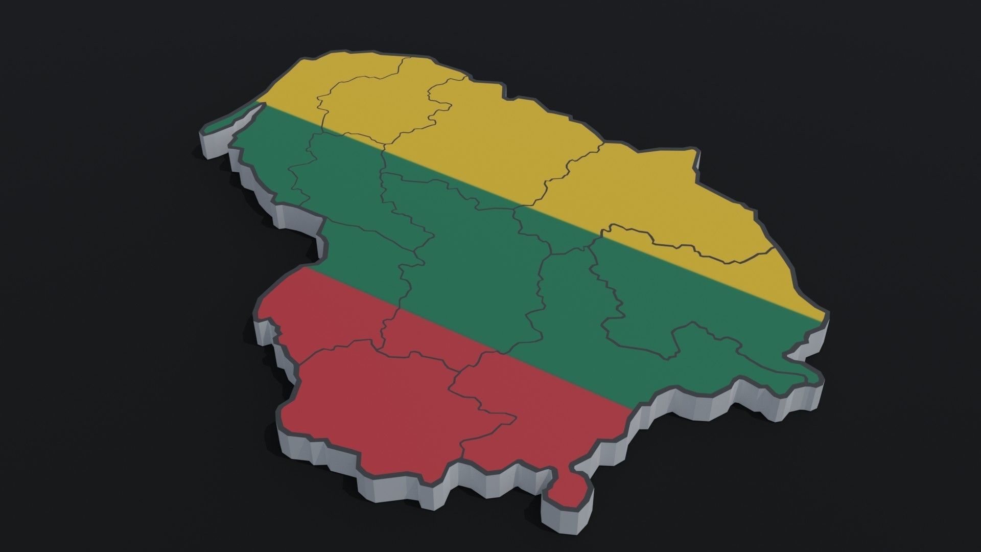 Political Map of Lithuania  3D model_1